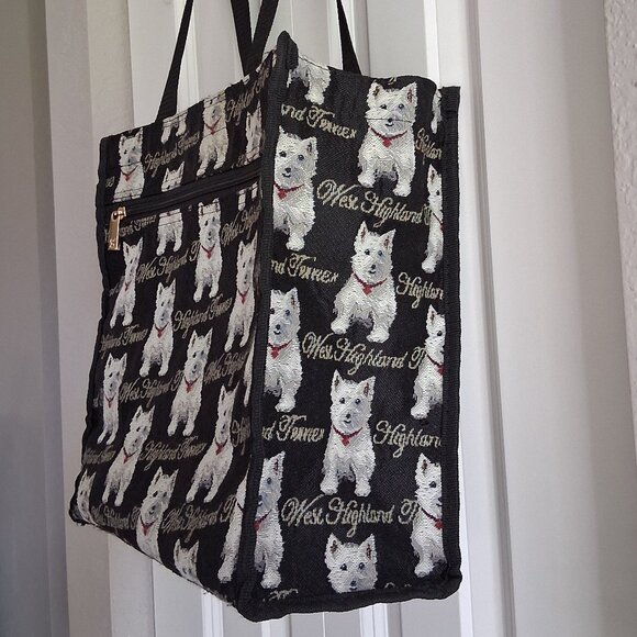 Signare Art of Tapestry West Highland White Terrier Shopping Tote Bag - Picture 5 of 16
